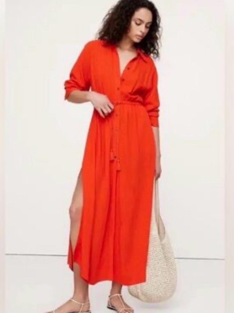 Banana Republic Vibrant Orange Midi Dress